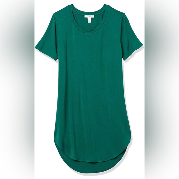 Women's Jersey Standard-Fit Short-Sleeve Crewneck Tunic Dark Emerald Green Small - Picture 6 of 6